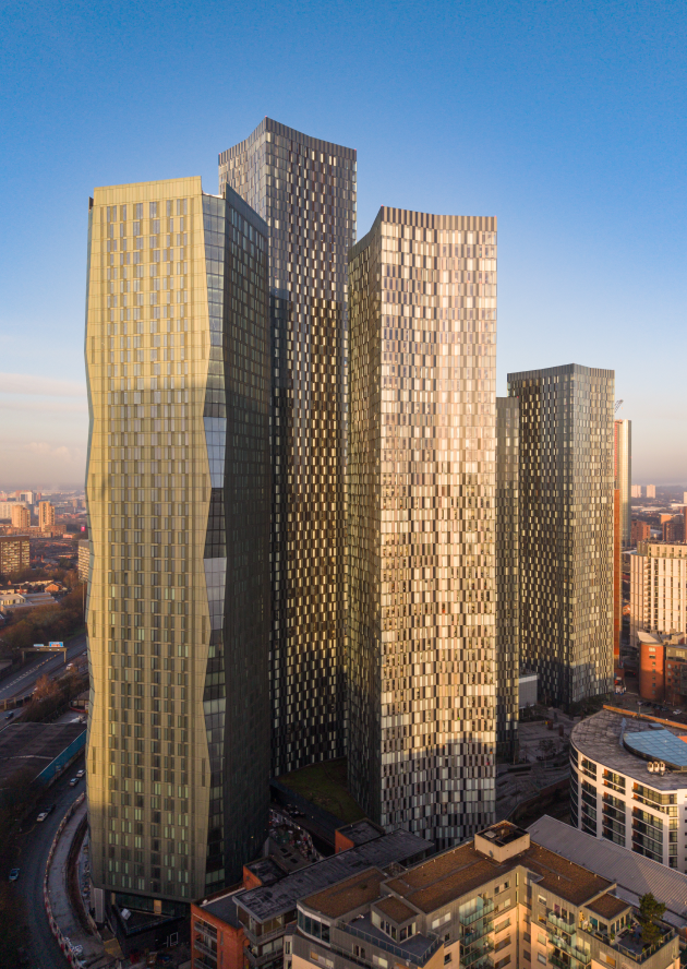 The four residential towers of Deansgate Square in Manchester